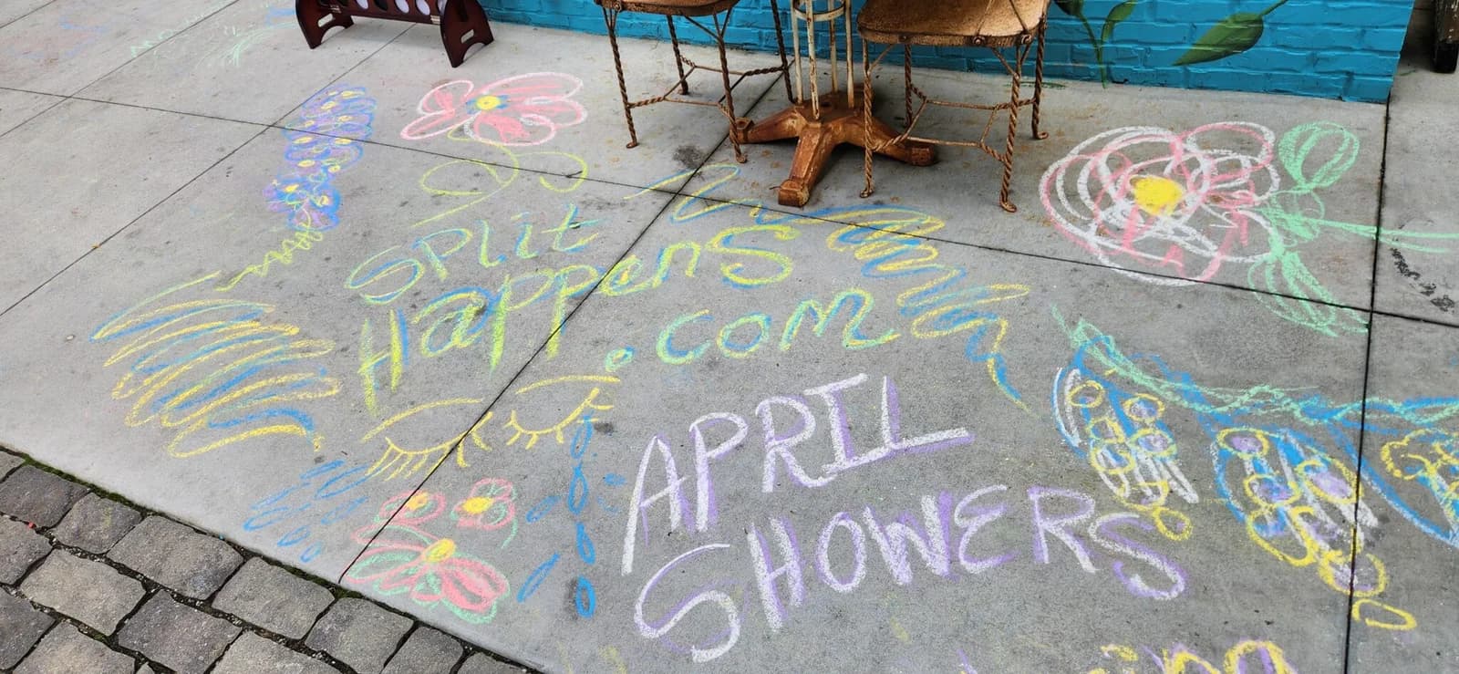 Split Happens chalk art at April Showers event