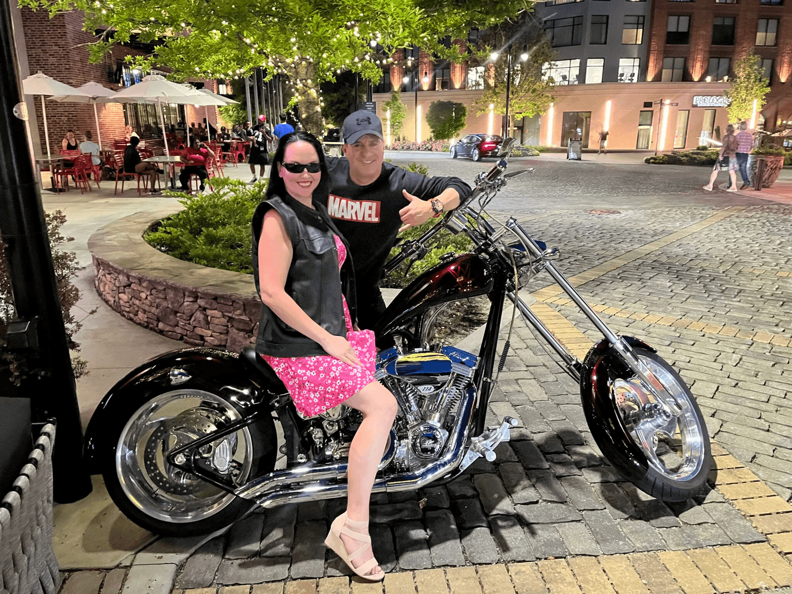 Community night out on a motorcycle